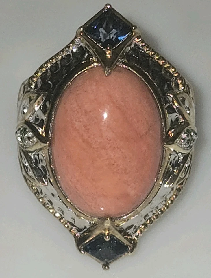 Anillo Michael Valitutti Gemas en Vogue Salmón Coral Oro Vermeil Esterlina Talla 5 Foto 1 de 1