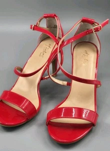 Thalia Sodi Stiletto Heels Women’s Size 8.5 M Red Strapy Open Toe  Pumps - Picture 1 of 4