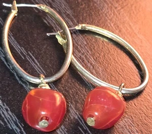 Pendientes colgantes de cornalina facetados aro Vermeil dorado de colección hechos a mano - Imagen 1 de 5