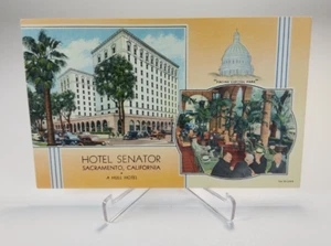 Cartolina di lino Hotel Senator a Sacramento, CA California non spedita - Foto 1 di 2
