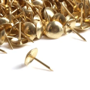 1000x BRASS PLATED DECORATIVE UPHOLSTERY NAILS Fabric Furniture Chair Tack Pin - Picture 1 of 3