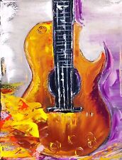 Oil original painting on canvas size 14x11 inches Guitar