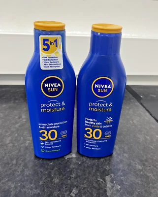 2 x NIVEA SUN | Lotion Protect & Moisture SPF30 | Immediate Protection | 200ml