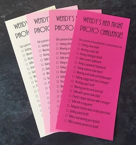 PERSONALISED Hen Night Party Photo Challenge Game Cards Girls Night Out - Picture 1 of 3