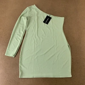 Pretty Little Thing Women's Size 12 Sage One Shoulder Split Detail Bodycon Dress - Picture 1 of 9
