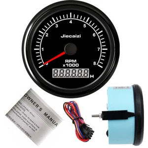 Jiecaizi 85mm Waterproof Tachometer 8000RPM Engine Tachometer 7 Color LED 12/24V - Picture 1 of 4