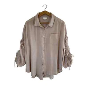 Camicia da donna abbottonata Loveriche maniche arricciate taglia 2X rosa chiaro mauvy - Foto 1 di 8
