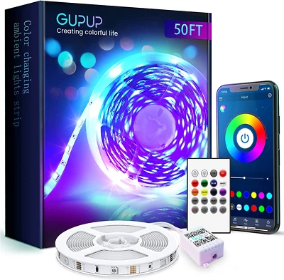 Bluetooth LED Strip Lights 50Ft,Color Changing LED Lights for Bedroom,Built-In-M - Image 1 of 4