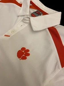 mens NIKE TEAM CLEMSON TIGERS POLO SHIRT~Dry Fit~Logo~Orange/White~Tiger Paw - Picture 1 of 7