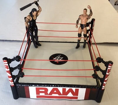 WWE RAW Wrestling Ring with Spring Load Floor & 2 Action Figures Mattel - Image 1 of 4