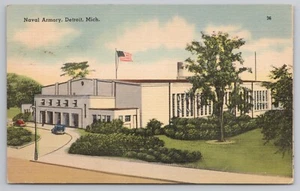 Postal de la Armería Naval en Detroit Michigan MI c1940 - Imagen 1 de 2