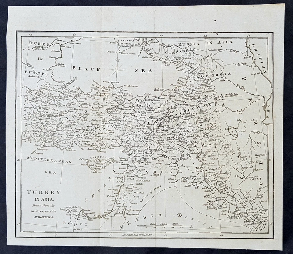 1795 Aaron Arrowsmith Original Antique Map of Turkey in Asia - Persia to Greece - Image 1 of 1