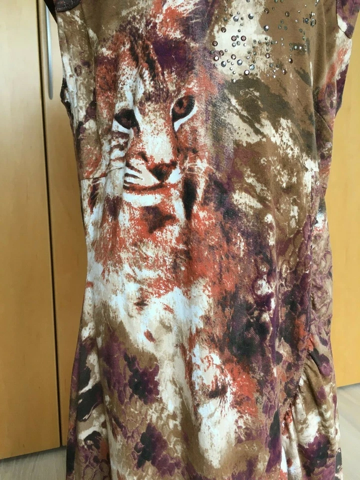 afrikanische Tunika Kleid Longshirt Leo/Gepardenmotiv  v. BIBA/ESCADA Gr. S   - Bild 1 von 4