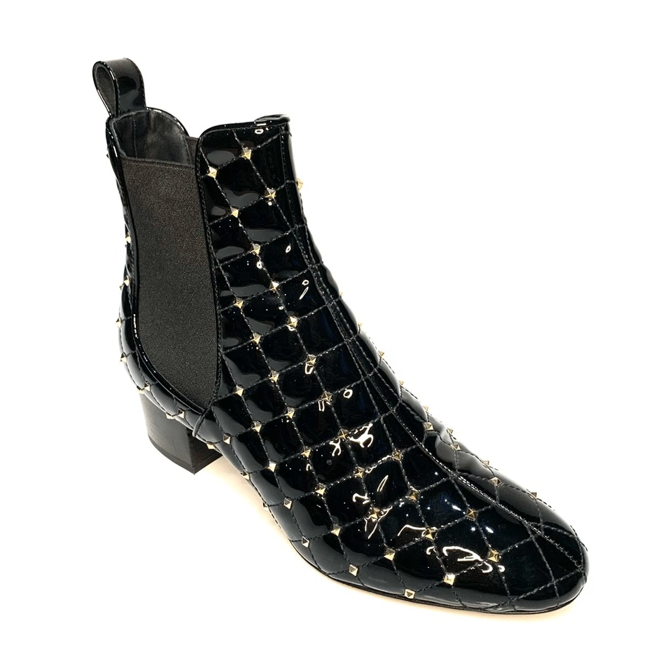 Valentino Garavani Rockstud Quilted Boots EU 38.5 US 8.5 Black Ankle Booties - Image 1 of 4
