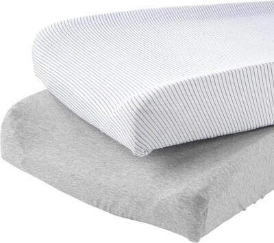NEW Simple Joys by Carter's Baby 2-Pack Cotton Changing Pad Covers Gray Stripes - Image 1 of 4