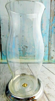 Lámparas de huracán de vela grande FB Rogers plateadas/vidrio NOS 13" T R7589 estilo Foto 1 de 4