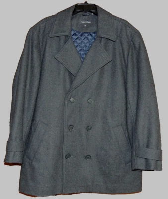 Abrigo de lana para hombre Calvin Klein gris carbón doble botonadura XL forro acolchado Foto 1 de 4