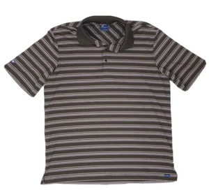 Fidra Mens Size Large Brown Striped Polo Shirt Short Sleeve Casual Golf  - Picture 1 of 8