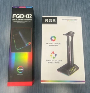 RGB Headphone Stand & RGB XL Gaming Mouse Pad bundle - Afbeelding 1 van 18
