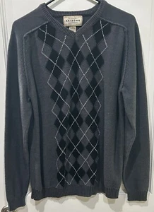 Vtg The Orig Arizona Jean Co Gray/Black Argyle Front Pullover Sweater~Men's XL - Picture 1 of 6