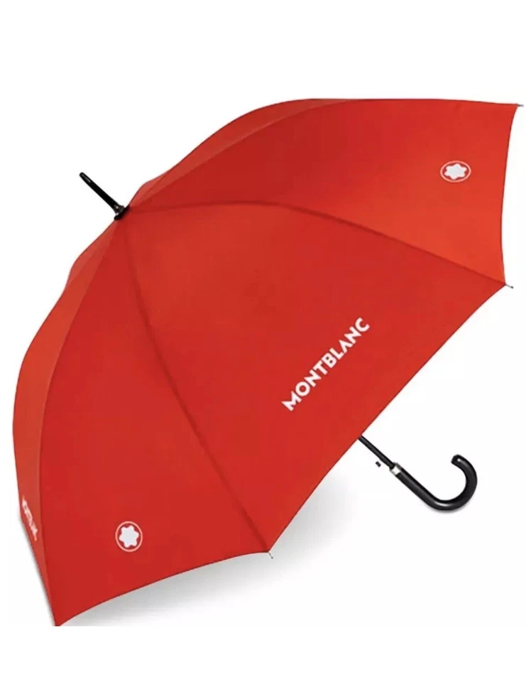Montblanc Unisex Red Classic Umbrella w/Hook Handle