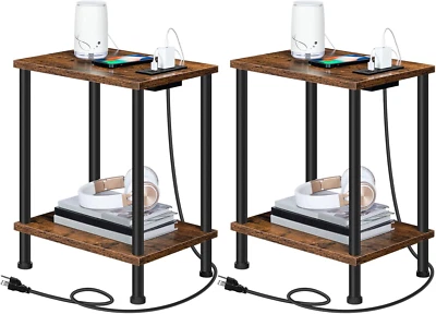 HOOBRO Side Table with Charging Station, Set of 2 End Tables with USB Ports and - Image 1 of 4