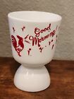 Vintage Hazel Atlas Indiana Milk Glass Good Morning Rooster Egg Cup 