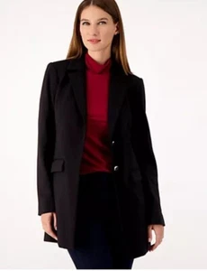 Dennis Basso Ponte Knit Lined Blazer w/ Pockets Black Size 2 - Picture 1 of 1