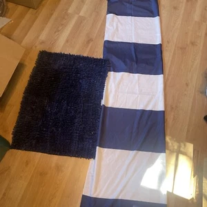 Mainstays shower curtain/rug set blue white. - Picture 1 of 4