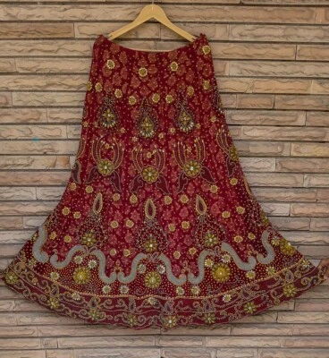 Falda India Lehenga Mujer Vestido de Boda Vintage Falda Bordada VSS1003 Foto 1 de 4