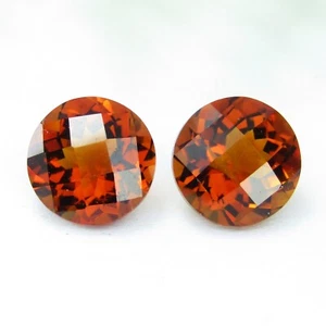 2.84Cts Ravishing Natural Citrine 7mm Round Checker Cut Matching Pair Gemstones - Picture 1 of 6