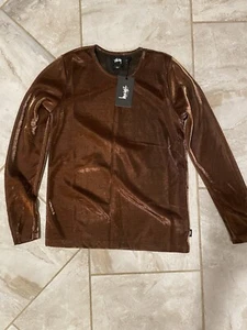 Stussy Spirit Lurex LS Long Sleeve Top Bronze Metallic Womens Size Small NWT! - Picture 1 of 7
