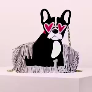 Bolso Bandolera Kate Spade Nuevo sin Etiquetas Francois Francois Bulldog Francés Púrpura Gamuza - Imagen 1 de 7