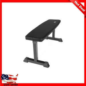 Flat Weight Bench Tubular Steel Frame Scratch Rust Resistant Finish 300 Lb Black - Picture 1 of 9