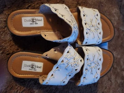 Duck Head Womans Leather Slides Sandal White 10 - Image 1 of 2