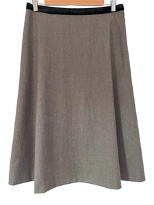JOSEPH Virgin Wool Skirt - Size UK 12 Velvet Trim A-Line Beige Designer Y2K 00s - Picture 1 of 9