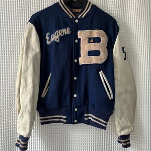 Vintage Timberline blue and white varsity wool leather letterman jacket size 40 - Picture 1 of 7