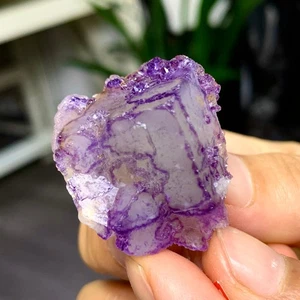 22G Rare transparent purple green cubic fluorite mineral crystal sample/China - Picture 1 of 16