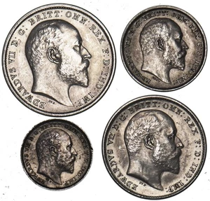 1902 Maundy Set - Edward VII British Silver Coins - Very Nice - Picture 1 of 2