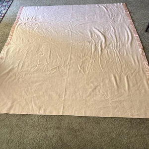 Vtg Blanket Pink Satin Trim 100% Acrylic Waffle Weave 100" X 91” Queen/King - Picture 1 of 4
