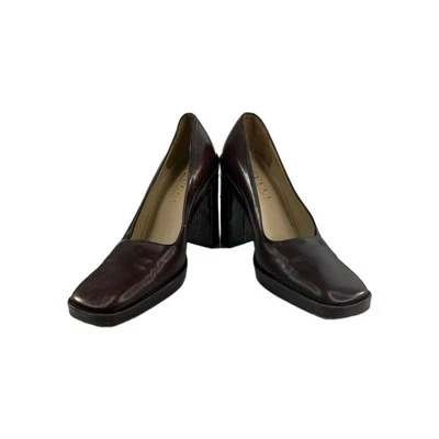Gucci Women's Square Toe Pumps US 5.5 B Block Heels Brown Vintage Shoes  - Image 1 of 4