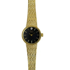 Caravelle by Bulova Gold-Tone Black Dial Diamond Accent Ladies Dress Watch - Picture 1 of 9