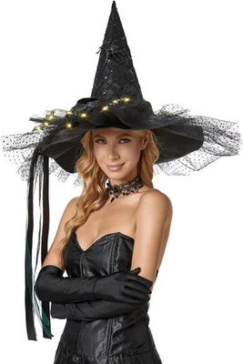 Halloween Witch Hat-Classic Black Felt Hat for Women, Girls, Party Costume Acces - Image 1 of 4