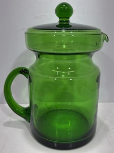 Smaragdgrüner Glaskrug Karaffe Karaffe 9,5" hoch ca. - Bild 1 von 9