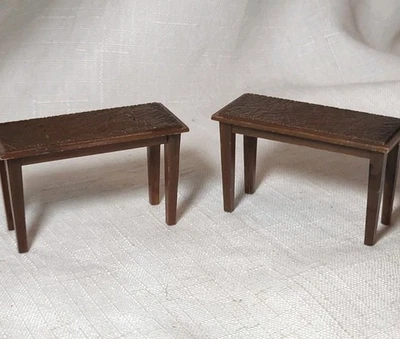 娃娃屋微型Renwal L-75棕色钢琴长凳带纹理座椅1:16比例 — 第 1/3 张图片