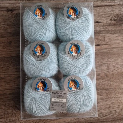 Uschi 70%Angora Wolle Garn Stricken 20g blass Hellblau  - Bild 1 von 2