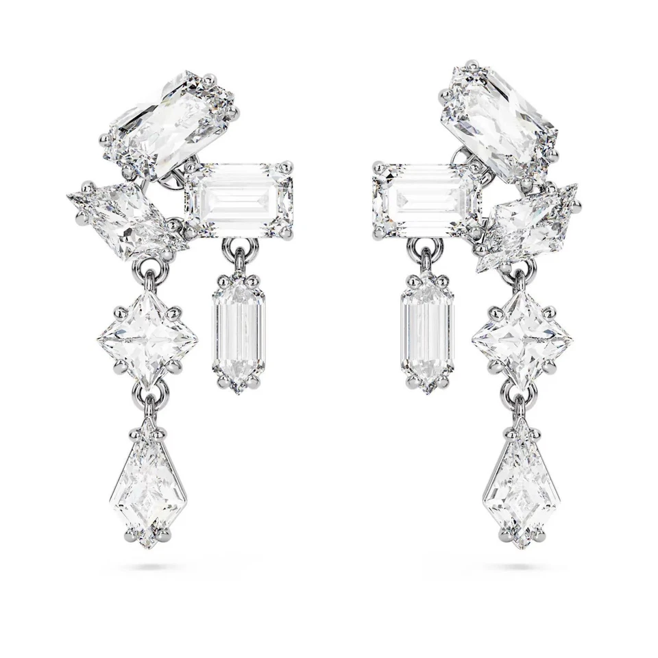 100 Authentic SWAROVSKI Rhodium White Crystal Mesmera Drop Earrings 5665825