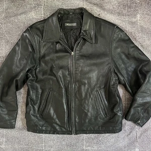 Men's Vintage 90's Whet Blue Black Zip Up Leather Quilted Motorcycle Jacket Sz M - Picture 1 of 5