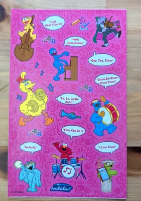 Hoja de pegatinas musicales vintage Sandylion Plaza Sésamo rosa Foto 1 de 2