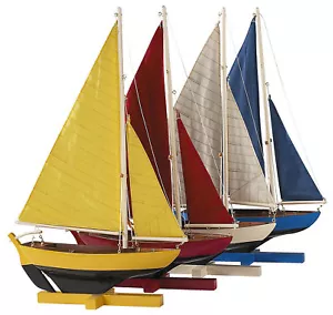 Colorful Sunset Sailors Set of 4 Sailboat Models Nautical Sailing Dinghy Decor - Picture 1 of 2